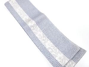 未使用品　紗　縞に桔梗模様織り出し　夏用半幅帯（長尺）